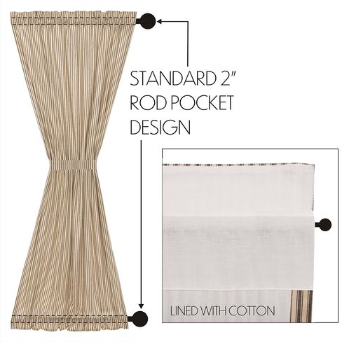 VHC Brands Sawyer Mill Red French Door Panel Curtains Farmhouse Country Stripe Window Drapes 72x40 for Patio Side Door in Saudi Arabia