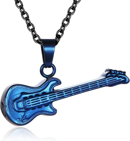 Guitar Cremation Urn Pendant Necklace Rocker Musican Keepsake Jewelry Gift Guitar Shape Cremation Ash Urn Pendant Necklace for Unisex in Saudi Arabia