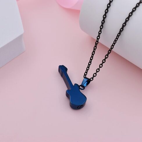 Guitar Cremation Urn Pendant Necklace Rocker Musican Keepsake Jewelry Gift Guitar Shape Cremation Ash Urn Pendant Necklace for Unisex in Saudi Arabia