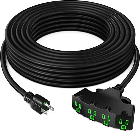 سلك تمديد Maximm 10/3 SJTW بطول 25 قدمًا، 10AWG أسود، مدرج في قائمة ETL، 3 قابس 4 منافذ للخدمة الشاقة 15 أمبير، 1875 وات، 25 قدمًا in Kuwait