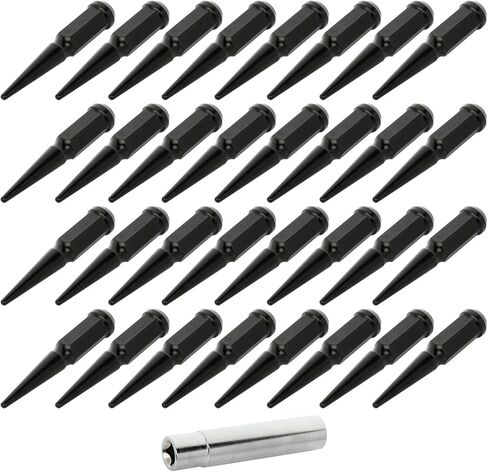 ECCPP 9/16 Wheel Lug Nuts 32 Pieces + 1 Key 9/16-18 Wheel Studs Black Bulge Acorn Drive Closed End Lug Nuts for Dodge for Ram 2500 3500 for Ford F-250 F-350 for Ram 1988-2011 in Saudi Arabia