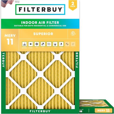 Filterbuy 24x25x1 Air Filter MERV 11 Allergen Defense (2-Pack), Pleated HVAC AC Furnace Air Filters Replacement (Actual Size: 23.88 x 24.88 x 0.75 Inches) in Saudi Arabia