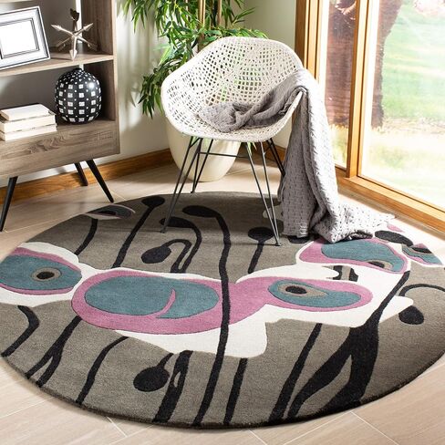 SAFAVIEH Soho Collection 2'6" x 6' Grey/Orange SOH853B Handmade Abstract Premium Wool & Viscose Runner Rug in Saudi Arabia