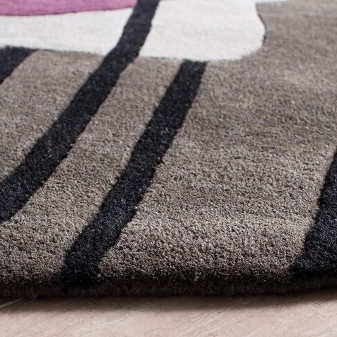 SAFAVIEH Soho Collection 2'6" x 6' Grey/Orange SOH853B Handmade Abstract Premium Wool & Viscose Runner Rug in Saudi Arabia