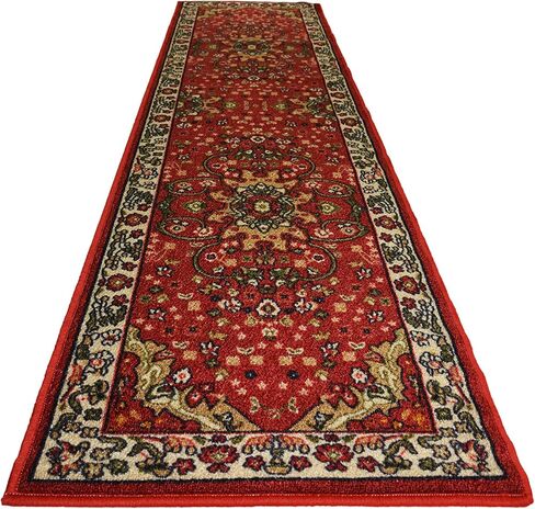Oriental Dark Red Runner Rug Isfahan Medallion Traditional Dark Red Rug Runners Slip Resistant Rubber Back 2x7 Hallway Rug Runners in Saudi Arabia