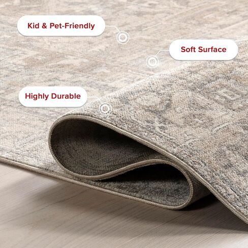 nuLOOM Harriet Vintage Medallion Fringe Area Rug - 8x10 Area Rug Traditional Neutral/Beige Rugs for Living Room Bedroom Dining Room Kitchen in Saudi Arabia