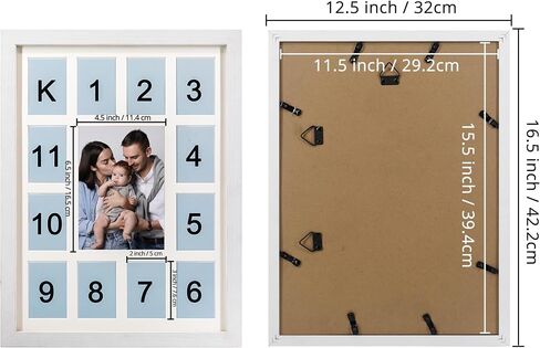 12 month photo frame,School Year Picture Frame,K-12 Collage Photo Frame for Baby First Year Keepsake, 12x16 Multi Picture Frame-13 Opening,Great for Children's Photos, Portrait in Kuwait