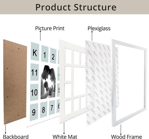 12 month photo frame,School Year Picture Frame,K-12 Collage Photo Frame for Baby First Year Keepsake, 12x16 Multi Picture Frame-13 Opening,Great for Children's Photos, Portrait in Kuwait