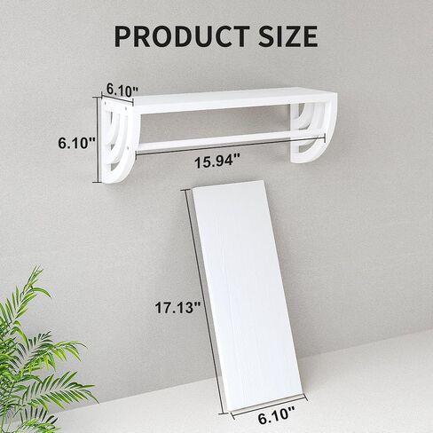 2 Sets of Floating Shelves with Towel Bar, Rustic Floating Shelves, Decorative Shelves，Hanging Shelves for Wall，Storage Shelf for Bathroom, Kitchen, Office, Living Room&Bedroom(White) in Saudi Arabia