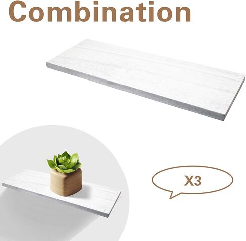 3 قطع أرفف حائط لديكور غرفة النوم، أرفف عائمة لبيت المزرعة الريفي لتخزين الحائط رف خشبي عائم للكتب والنباتات ورف جداري للحمام والمطبخ وغرفة المعيشة in Kuwait