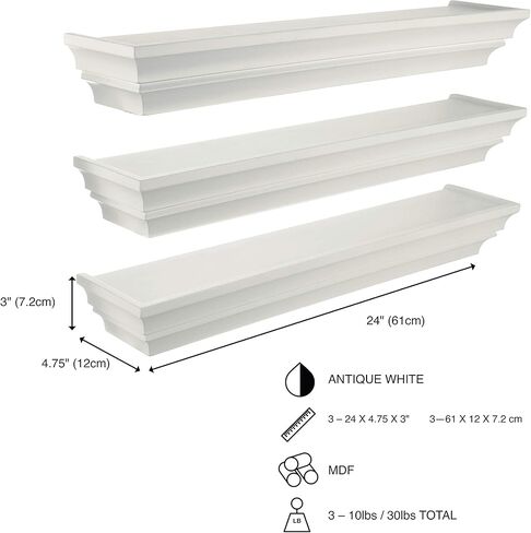 Kiera Grace Madison Floating Wall Shelves, White in Kuwait