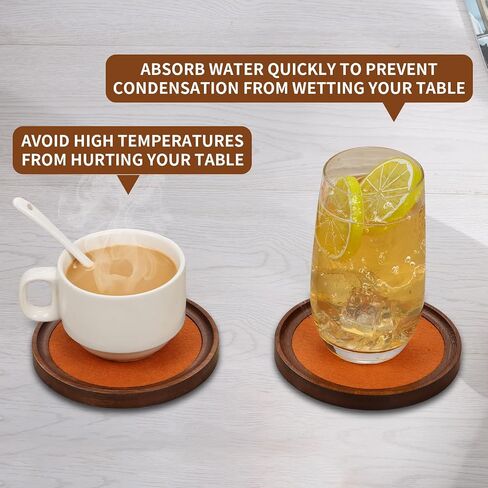 MinBoo Bamboo Coasters for Coffee Table Set of 6 Coasters for Drinks Absorbent with Holder Coffee Table Decor for Tabletop Protection Gifts for House Warming New Home & Wedding (Dark Brown 6Pcs) in Saudi Arabia