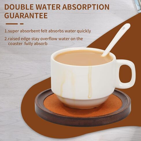 MinBoo Bamboo Coasters for Coffee Table Set of 6 Coasters for Drinks Absorbent with Holder Coffee Table Decor for Tabletop Protection Gifts for House Warming New Home & Wedding (Dark Brown 6Pcs) in Saudi Arabia