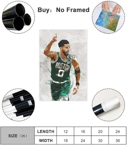 stortnate Jayson Tatum Poster Basketball Canvas Poster Bedroom Decor Sports Landscape Office Room Decor Gift Unframe:12x18inch(30x45cm) in Saudi Arabia
