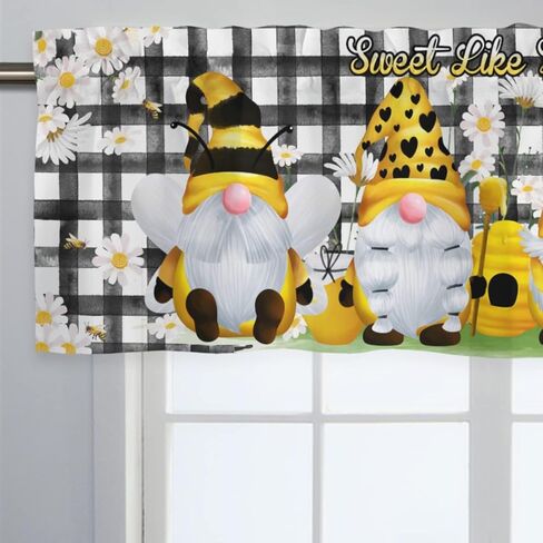 الرجعية التماثيل النحل ديزي المطبخ الستائر 54''x18'' التماثيل الحلو العسل الجاموس البلايد قصيرة الستار القبعات العالية نافذة العلاج الستائر للحمام غرفة نوم غرفة المعيشة مزرعة مقهى 1 حزمة in Kuwait