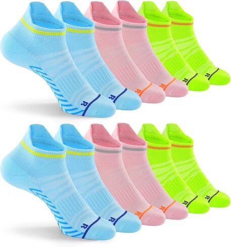 6 Pairs Compression Sports Socks, Thick Cushion Athletic Socks Breathable Performance Ankle Socks Anti-Blister Unisex in Saudi Arabia