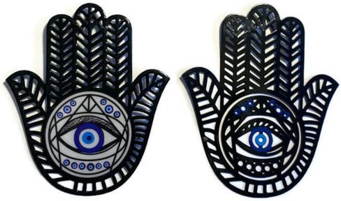 PORENEA Hand of Hamsa Wall Decor | Morrocan Decorations For Home | Evil Eye Wall Decor | Eclectic Hanging Ornament | Palmistry Hand Sculpture | Fatima Hand in Saudi Arabia
