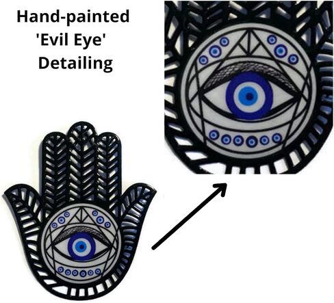 PORENEA Hand of Hamsa Wall Decor | Morrocan Decorations For Home | Evil Eye Wall Decor | Eclectic Hanging Ornament | Palmistry Hand Sculpture | Fatima Hand in Saudi Arabia