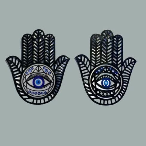 PORENEA Hand of Hamsa Wall Decor | Morrocan Decorations For Home | Evil Eye Wall Decor | Eclectic Hanging Ornament | Palmistry Hand Sculpture | Fatima Hand in Saudi Arabia