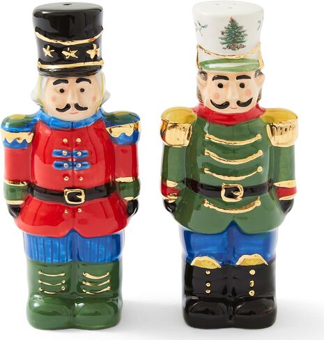 Spode Christmas Tree Collection Nutcracker Salt and Pepper Shaker Set, Green, Measures 4.5-Inches, Holiday Kitchen and Table Shaker, Festive Home Décor in Saudi Arabia