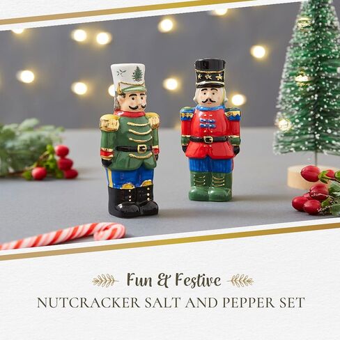 Spode Christmas Tree Collection Nutcracker Salt and Pepper Shaker Set, Green, Measures 4.5-Inches, Holiday Kitchen and Table Shaker, Festive Home Décor in Saudi Arabia