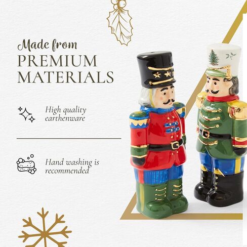 Spode Christmas Tree Collection Nutcracker Salt and Pepper Shaker Set, Green, Measures 4.5-Inches, Holiday Kitchen and Table Shaker, Festive Home Décor in Saudi Arabia