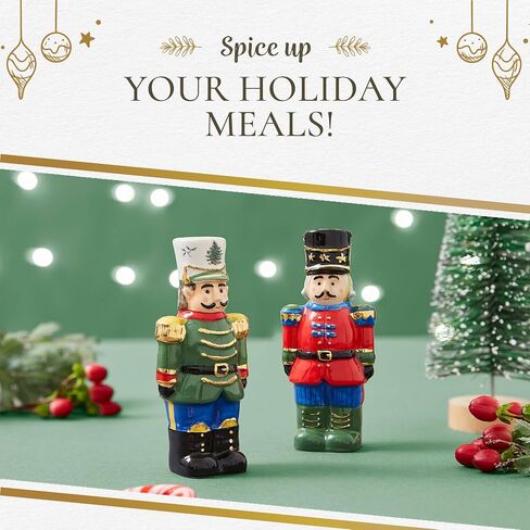 Spode Christmas Tree Collection Nutcracker Salt and Pepper Shaker Set, Green, Measures 4.5-Inches, Holiday Kitchen and Table Shaker, Festive Home Décor in Saudi Arabia