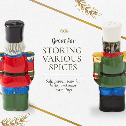 Spode Christmas Tree Collection Nutcracker Salt and Pepper Shaker Set, Green, Measures 4.5-Inches, Holiday Kitchen and Table Shaker, Festive Home Décor in Saudi Arabia