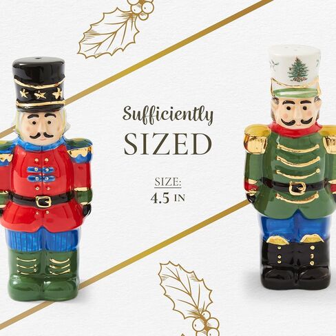 Spode Christmas Tree Collection Nutcracker Salt and Pepper Shaker Set, Green, Measures 4.5-Inches, Holiday Kitchen and Table Shaker, Festive Home Décor in Saudi Arabia