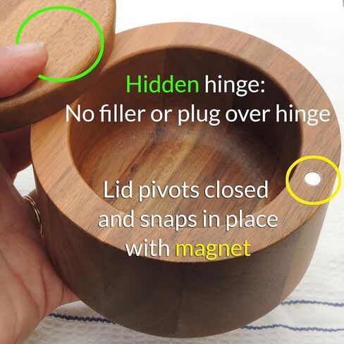 Cookbook People Acacia Wood Salt Box Holder Pinch of Salt on Magnetic Pivot Lid in Saudi Arabia