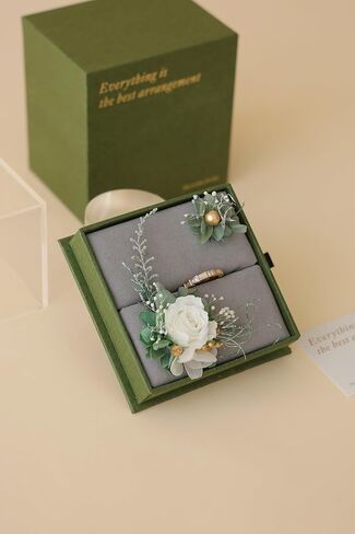 RENORNER Handmade Preserved Flower Ring Box,Forever Rose Proposal Ring Gift Box,Best Gift for Her,Propose,Wedding,Anniversary,Birthday Gifts for Women (Pink) in Saudi Arabia
