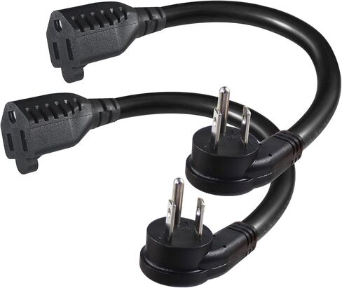 [3 PACK] Flat Plug Short Power Extension Cord - 6inch Black Low Profile Flat Head 3 Prong Grounded Indoor Extension Cord,16AWG 13amp Household Appliance Electrical Extension Cord with Flat Wall Plug in Kuwait