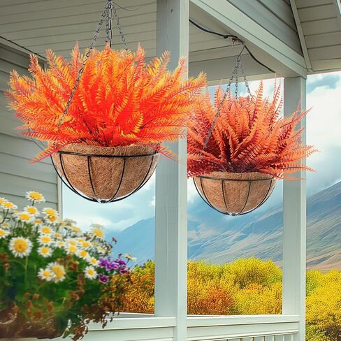 16 Bundles Artificial Fall Flowers Decor Fake Mums Outdoor Faux Flowers UV Resistant Artificial Autumn Flowers & Greenery Plants Shrubs Mums Fern Eucalyptus for Home Porch Table Decor in Saudi Arabia