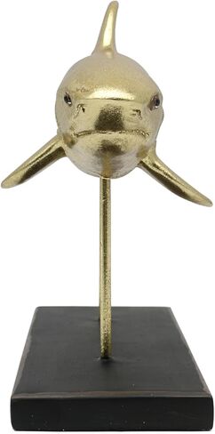 Lukitas Shark Statues and Sculptures Decor, Ocean Sea Animal Figurines, Modern Decoration for Office Living Room Porch, Choice for Shark Lovers, Resin (Gold) L12'' in Kuwait