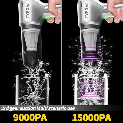 Car Vacuum Portable Cordless - Handheld Vacuum cordless 3 In 1 High Power - Brushless Motor 15000PA, PC Compressed Air Duster Super Suction Vacuum with 35 Minutes Endurance for Car ，Home ，Office in Saudi Arabia