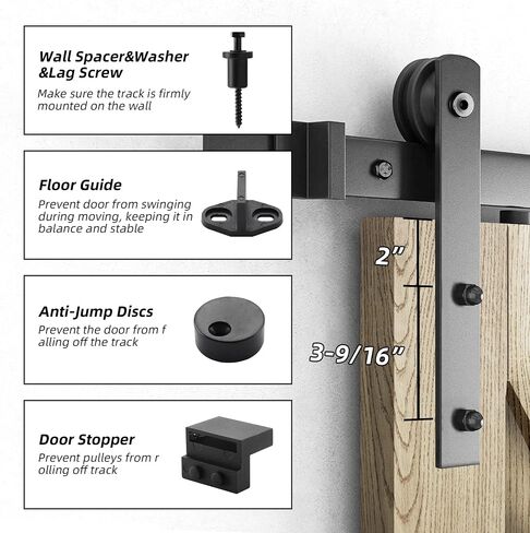 HOME MASTER HARDWARE 6.6 FT Heavy Duty Sturdy Sliding Barn Door Hardware Kit (Whole Set Includes 1x Pull Handle Set & 1x Floor Guide & 1x Latch Lock) Fit 36"- 40" Wide Door Panel (I Shape Hanger) in Saudi Arabia