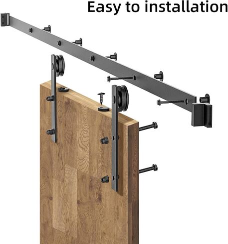 HOME MASTER HARDWARE 6.6 FT Heavy Duty Sturdy Sliding Barn Door Hardware Kit (Whole Set Includes 1x Pull Handle Set & 1x Floor Guide & 1x Latch Lock) Fit 36"- 40" Wide Door Panel (I Shape Hanger) in Saudi Arabia