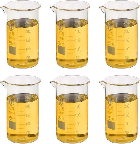 PATIKIL 50ml Tall Glass Beaker, 6Pcs 3.3 Borosilicate Glass Beakers Graduated Measuring Cup with Spout for Lab Experiment, Cooking and Baking, Clear in Saudi Arabia