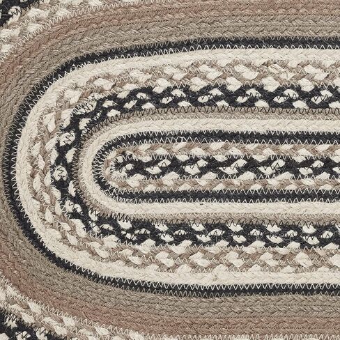 VHC Brands Sawyer Mill, Braided Jute Table Runner, Oval, Charcoal Creme, 8x25 in Saudi Arabia
