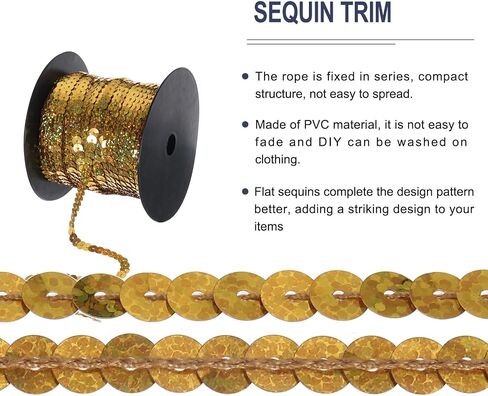 MECCANIXITY 200 ياردة × 0.16 بوصة شريط ترتر مسطح من نسيج الترتر بالليزر Paillette Spangle الترتر تقليم للحرف اليدوية DIY هامش الخياطة بلينغ أزرق فاتح in Kuwait