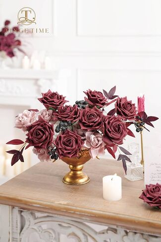 TINGE TIME Artificial Roses for Decoration 16pcs Real Looking Fake Flowers w/Stem Peacock Green Artificial Flowers for DIY Wedding Bouquets Bridal Shower Centerpieces Party Anniversary Home Decor in Saudi Arabia