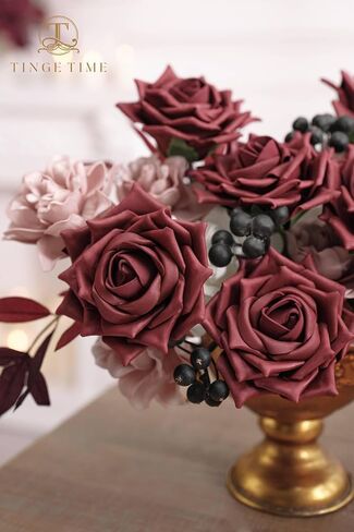TINGE TIME Artificial Roses for Decoration 16pcs Real Looking Fake Flowers w/Stem Peacock Green Artificial Flowers for DIY Wedding Bouquets Bridal Shower Centerpieces Party Anniversary Home Decor in Saudi Arabia