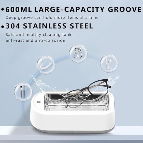 High-Efficiency Ultrasonic Jewelry Cleaner, 40W 640ml 48KHz Portable Professional Ultrasonic Cleaner for Jewelry, Eyeglass, Watches, Dentures, Ring, Blade Razor in Saudi Arabia