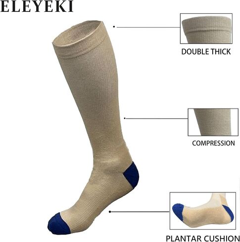 Long Tube Sports Socks, ELEYEKI Unisex Compression Calf Socks Outdoor Hiking Runing Socks 4Pairs in Saudi Arabia