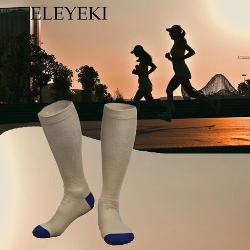 Long Tube Sports Socks, ELEYEKI Unisex Compression Calf Socks Outdoor Hiking Runing Socks 4Pairs in Saudi Arabia