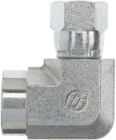 Brennan Industries 6503-08-08-FG تركيب أنبوب الكوع من الفولاذ المطروق 90 ​​درجة، 1/2"-14 SAE x 3/4"-16 SAE خيط، 1/2" أنثى NPTF x 1/2" أنثى JIC دوارة in Kuwait