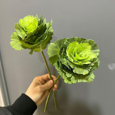2Pcs Artificial Faux Cabbage Rose Flowers Stems Fake Silk Flower Branch for Home Decoration Wedding Kitchen Decoration (White) in Saudi Arabia