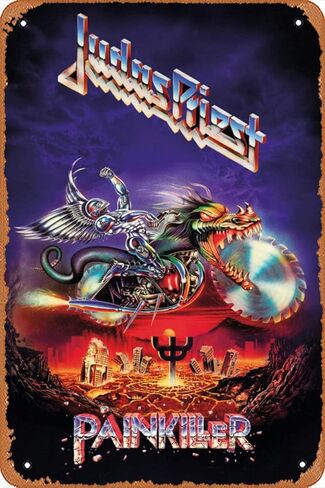 علامة Zuhhgii المعدنية الرجعية Judas Priest Painkiller علامة القصدير العتيقة، نمط هزلي، لافتات مضحكة، مسرح سينما الأفلام، كهف الرجل، المرآب، الحانة الموسيقية، مصنع الجعة، المقهى، ديكور الحائط، فن 12 × 8 بوصة in Kuwait