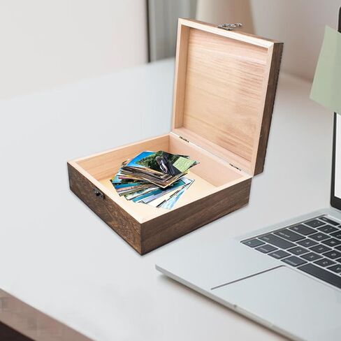 Our Adventures Box, 7.7 x 7.7 x 2.7 Inches, Decorative Wooden Keepsake Box Memory Box with World Map Background Engraved Wood Box with Lid Unique Gift Ideas Wedding Engagement Gift in Kuwait