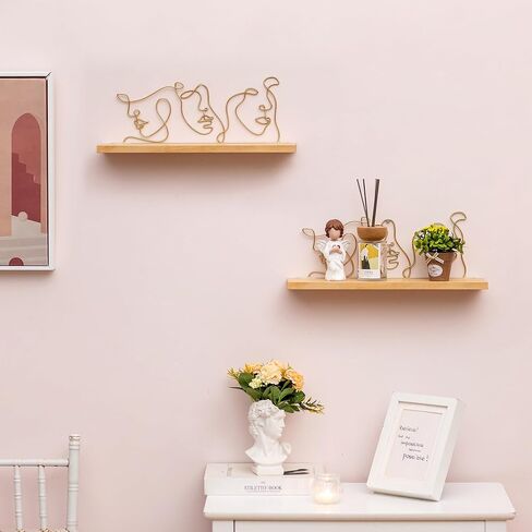 أرفف عائمة لديكور الحائط - أرفف معلقة من الخشب الصلب لغرفة النوم، منظم رف تخزين معدني للحمام in Kuwait